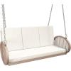 imageYITAHOME Hanging Porch Swing Chair Sits 2 People Patio Swing Lounge Chair 1 Seating ampamp 2 Back Cushions with Removable Covers Weight Capacity 530lbs for Garden Balcony Living Room Backyard BeigeBeige