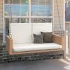 imageYITAHOME Hanging Porch Swing Chair Sits 2 People Patio Swing Lounge Chair 1 Seating ampamp 2 Back Cushions with Removable Covers Weight Capacity 530lbs for Garden Balcony Living Room Backyard BeigeBrown  White
