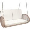 imageYITAHOME Hanging Porch Swing Chair Sits 2 People Patio Swing Lounge Chair 1 Seating ampamp 2 Back Cushions with Removable Covers Weight Capacity 530lbs for Garden Balcony Living Room Backyard BeigeBeige
