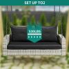 imageYITAHOME Hanging Porch Swing Chair Sits 2 People Patio Swing Lounge Chair 1 Seating ampamp 2 Back Cushions with Removable Covers Weight Capacity 530lbs for Garden Balcony Living Room Backyard BeigeGray Rattan Black Cushion