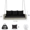 imageYITAHOME Hanging Porch Swing Chair Sits 2 People Patio Swing Lounge Chair 1 Seating ampamp 2 Back Cushions with Removable Covers Weight Capacity 530lbs for Garden Balcony Living Room Backyard BeigeGray Rattan Black Cushion