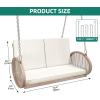 imageYITAHOME Hanging Porch Swing Chair Sits 2 People Patio Swing Lounge Chair 1 Seating ampamp 2 Back Cushions with Removable Covers Weight Capacity 530lbs for Garden Balcony Living Room Backyard BeigeBeige