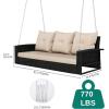imageYITAHOME Hanging Porch Swing Chair Sits 2 People Patio Swing Lounge Chair 1 Seating ampamp 2 Back Cushions with Removable Covers Weight Capacity 530lbs for Garden Balcony Living Room Backyard BeigeBlack Rattan Light Brown Cushion