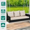 imageYITAHOME Hanging Porch Swing Chair Sits 2 People Patio Swing Lounge Chair 1 Seating ampamp 2 Back Cushions with Removable Covers Weight Capacity 530lbs for Garden Balcony Living Room Backyard BeigeBlack Rattan Light Brown Cushion