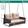 imageYITAHOME Hanging Porch Swing Chair Sits 2 People Patio Swing Lounge Chair 1 Seating ampamp 2 Back Cushions with Removable Covers Weight Capacity 530lbs for Garden Balcony Living Room Backyard BeigeBrown Rattan Beige Cushion