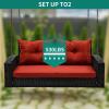 imageYITAHOME Hanging Porch Swing Chair Sits 2 People Patio Swing Lounge Chair 1 Seating ampamp 2 Back Cushions with Removable Covers Weight Capacity 530lbs for Garden Balcony Living Room Backyard BeigeBlack Rettan Red Cushion
