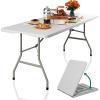 imageYITAHOME HeavyDuty 6ft Folding Table with Handle Portable Rectangle Folding Table for Easy Storage Ideal for Outdoors Camping Picnics Parties ampamp Indoor Events WhiteWhite