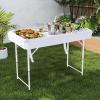 imageYITAHOME Ice Table 4FT Folding Ice Cooler Table with Drain and Detachable Skirt Portable Ice Tables for Parties BBQ Camping Picnic WhiteWhite