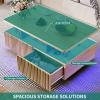 imageYITAHOME LED Coffee Table with Storage 4Drawer Fluted Coffee Tables for Living Room Mid Century Modern Center Table Home Small Space Natural Oak