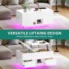 imageYITAHOME LED Lift Top Coffee Tables for Living Room with Power Outlets Charging Station Modern Coffee Table with Storage 2 Drawers ampamp Open Shelfs Rectangular Small Center Cocktail Table Glossy BlackGlossy White