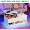 imageYITAHOME LED Lift Top Coffee Tables for Living Room with Power Outlets Charging Station Modern Coffee Table with Storage 2 Drawers ampamp Open Shelfs Rectangular Small Center Cocktail Table Glossy BlackGlossy White