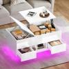 imageYITAHOME LED Lift Top Coffee Tables for Living Room with Power Outlets Charging Station Modern Coffee Table with Storage 2 Drawers ampamp Open Shelfs Rectangular Small Center Cocktail Table Glossy BlackGlossy White