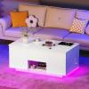 imageYITAHOME LED Lift Top Coffee Tables for Living Room with Power Outlets Charging Station Modern Coffee Table with Storage 2 Drawers ampamp Open Shelfs Rectangular Small Center Cocktail Table Glossy BlackGlossy White