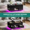 imageYITAHOME LED Lift Top Coffee Tables for Living Room with Power Outlets Charging Station Modern Coffee Table with Storage 2 Drawers ampamp Open Shelfs Rectangular Small Center Cocktail Table Glossy BlackGlossy Black