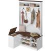 imageYITAHOME LShaped Hall Tree with Bench ampamp Storage Corner Entryway Organizer with 5 Shoe Shelves Hidden Seat Compartment Hooks ampamp Open Top Storage for Living Room ampamp Hallway Walnut ampamp OffWhiteHalf Corner