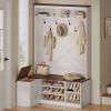 imageYITAHOME LShaped Hall Tree with Bench ampamp Storage Corner Entryway Organizer with 5 Shoe Shelves Hidden Seat Compartment Hooks ampamp Open Top Storage for Living Room ampamp Hallway Walnut ampamp OffWhiteHalf Corner