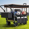 imageYITAHOME Large Collapsible Garden Cart wRemovable Canopy Heavy Duty Outdoor Foldable Garden Cart wRear Storage and Flexible Swivel Wheels for Shopping Picnic Camping SportsGreyBlack