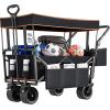 imageYITAHOME Large Collapsible Garden Cart wRemovable Canopy Heavy Duty Outdoor Foldable Garden Cart wRear Storage and Flexible Swivel Wheels for Shopping Picnic Camping SportsGreyBlack