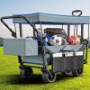 imageYITAHOME Large Collapsible Garden Cart wRemovable Canopy Heavy Duty Outdoor Foldable Garden Cart wRear Storage and Flexible Swivel Wheels for Shopping Picnic Camping SportsGreyGray