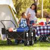 imageYITAHOME Large Collapsible Garden Cart wRemovable Canopy Heavy Duty Outdoor Foldable Garden Cart wRear Storage and Flexible Swivel Wheels for Shopping Picnic Camping SportsGreyBlack