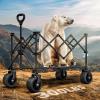 imageYITAHOME Large Collapsible Garden Cart wRemovable Canopy Heavy Duty Outdoor Foldable Garden Cart wRear Storage and Flexible Swivel Wheels for Shopping Picnic Camping SportsGreyGray