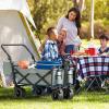 imageYITAHOME Large Collapsible Garden Cart wRemovable Canopy Heavy Duty Outdoor Foldable Garden Cart wRear Storage and Flexible Swivel Wheels for Shopping Picnic Camping SportsGreyGray