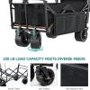 imageYITAHOME Large Collapsible Garden Cart wRemovable Canopy Heavy Duty Outdoor Foldable Garden Cart wRear Storage and Flexible Swivel Wheels for Shopping Picnic Camping SportsGreyBlack