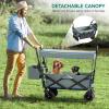 imageYITAHOME Large Collapsible Garden Cart wRemovable Canopy Heavy Duty Outdoor Foldable Garden Cart wRear Storage and Flexible Swivel Wheels for Shopping Picnic Camping SportsGreyGray