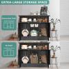 imageYITAHOME Large Outdoor Bar Table Wicker Outdoor Storage Cabinet with Adjustable Shelves AllWeather Patio Sideboard for Yard Garden Kitchen BlackBlack