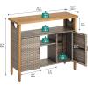 imageYITAHOME Large Outdoor Bar Table Wicker Outdoor Storage Cabinet with Adjustable Shelves AllWeather Patio Sideboard for Yard Garden Kitchen BlackBrown