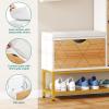 imageYITAHOME Large Shoe Storage Cabinet with 2 Flip Drawers for Entryway Shoe Cabinet with Shoe Storage Bench Hidden Narrow Shoe Rack with Doors Shoe Organizer Cabinet for Living Room BlackWhite