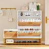imageYITAHOME Large Shoe Storage Cabinet with 2 Flip Drawers for Entryway Shoe Cabinet with Shoe Storage Bench Hidden Narrow Shoe Rack with Doors Shoe Organizer Cabinet for Living Room BlackWhite
