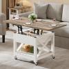 imageYITAHOME Lift Top Coffee Table with Wheels Farmhouse Square Coffee Tables for Living Room 2 Tier Small Coffee Table with Storage Compartment Rustic Wood Cocktail Table Dining Table Grey WashGrey Wash