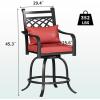 imageYITAHOME Metal Outdoor Bar Stools Set of 2 Heavy Duty Tall Patio Chairs wMax Bearing 352 Lbs ECoated Bar Height Patio Chairs wCushion ampamp Pillow for All Weather Patio Deck Poolside Rhombus BackBlack