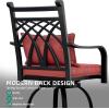 imageYITAHOME Metal Outdoor Bar Stools Set of 2 Heavy Duty Tall Patio Chairs wMax Bearing 352 Lbs ECoated Bar Height Patio Chairs wCushion ampamp Pillow for All Weather Patio Deck Poolside Rhombus BackBlack