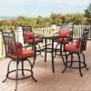 imageYITAHOME Metal Outdoor Bar Stools Set of 2 Heavy Duty Tall Patio Chairs wMax Bearing 352 Lbs ECoated Bar Height Patio Chairs wCushion ampamp Pillow for All Weather Patio Deck Poolside Rhombus BackBlack