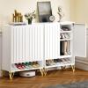 imageYITAHOME Metal Shoe Cabinet 5 Tier Storage Cabinet with 2 Doors Fluted Entryway Shoe Rack Cabinet Free Standing Shoe Organizer with Adjustable Shelves for Entryways Hallways Living Room BlackWhite