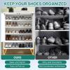 imageYITAHOME Metal Shoe Cabinet 5 Tier Storage Cabinet with 2 Doors Fluted Entryway Shoe Rack Cabinet Free Standing Shoe Organizer with Adjustable Shelves for Entryways Hallways Living Room BlackWhite