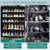 imageYITAHOME Metal Shoe Cabinet 5 Tier Storage Cabinet with 2 Doors Fluted Entryway Shoe Rack Cabinet Free Standing Shoe Organizer with Adjustable Shelves for Entryways Hallways Living Room BlackBlack