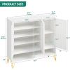 imageYITAHOME Metal Shoe Cabinet 5 Tier Storage Cabinet with 2 Doors Fluted Entryway Shoe Rack Cabinet Free Standing Shoe Organizer with Adjustable Shelves for Entryways Hallways Living Room BlackWhite