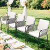 imageYITAHOME Outdoor Dining Chairs Set of 2 AllWeather Outdoor Chair Stacking Chairs Set of 2 Wicker Patio Armchairs Bistro Chairs Set Rattan Chairs Set for Backyard Balcony Grey Rattan ampamp Beige Cushion2PCS Chairs