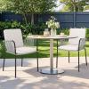 imageYITAHOME Outdoor Dining Chairs Set of 2 AllWeather Outdoor Chair Stacking Chairs Set of 2 Wicker Patio Armchairs Bistro Chairs Set Rattan Chairs Set for Backyard Balcony Grey Rattan ampamp Beige Cushion2PCS Chairs