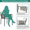 imageYITAHOME Outdoor Dining Chairs Set of 2 AllWeather Outdoor Chair Stacking Chairs Set of 2 Wicker Patio Armchairs Bistro Chairs Set Rattan Chairs Set for Backyard Balcony Grey Rattan ampamp Beige Cushion2PCS Chairs