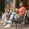 imageYITAHOME Outdoor Dining Chairs Set of 2 AllWeather Outdoor Chair Stacking Chairs Set of 2 Wicker Patio Armchairs Bistro Chairs Set Rattan Chairs Set for Backyard Balcony Grey Rattan ampamp Beige Cushion2PCS Chairs