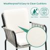 imageYITAHOME Outdoor Dining Chairs Set of 2 AllWeather Outdoor Chair Stacking Chairs Set of 2 Wicker Patio Armchairs Bistro Chairs Set Rattan Chairs Set for Backyard Balcony Grey Rattan ampamp Beige Cushion2PCS Chairs
