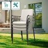 imageYITAHOME Outdoor Dining Chairs Set of 2 AllWeather Outdoor Chair Stacking Chairs Set of 2 Wicker Patio Armchairs Bistro Chairs Set Rattan Chairs Set for Backyard Balcony Grey Rattan ampamp Beige Cushion4PCS Chairs