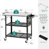 imageYITAHOME Outdoor Grill Table with Hooks and Side Handle Movable Outdoor Prep Table for Pizza Oven and BBQ Grill Cart Fit for Patio Garden Lawn Porch Kitchen Sliver and Black354D x 315W x 343H