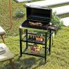 imageYITAHOME Outdoor Grill Table with Hooks and Side Handle Movable Outdoor Prep Table for Pizza Oven and BBQ Grill Cart Fit for Patio Garden Lawn Porch Kitchen Sliver and Black16D x 299W x 314H