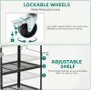 imageYITAHOME Outdoor Grill Table with Hooks and Side Handle Movable Outdoor Prep Table for Pizza Oven and BBQ Grill Cart Fit for Patio Garden Lawn Porch Kitchen Sliver and Black354D x 315W x 343H