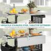 imageYITAHOME Outdoor Grill Table with Hooks and Side Handle Movable Outdoor Prep Table for Pizza Oven and BBQ Grill Cart Fit for Patio Garden Lawn Porch Kitchen Sliver and Black354D x 315W x 343H
